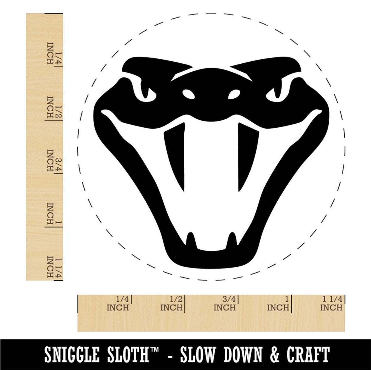 Intimidating Viper Snake Head Rattlesnake Hands Rubber Stamp for Stamping